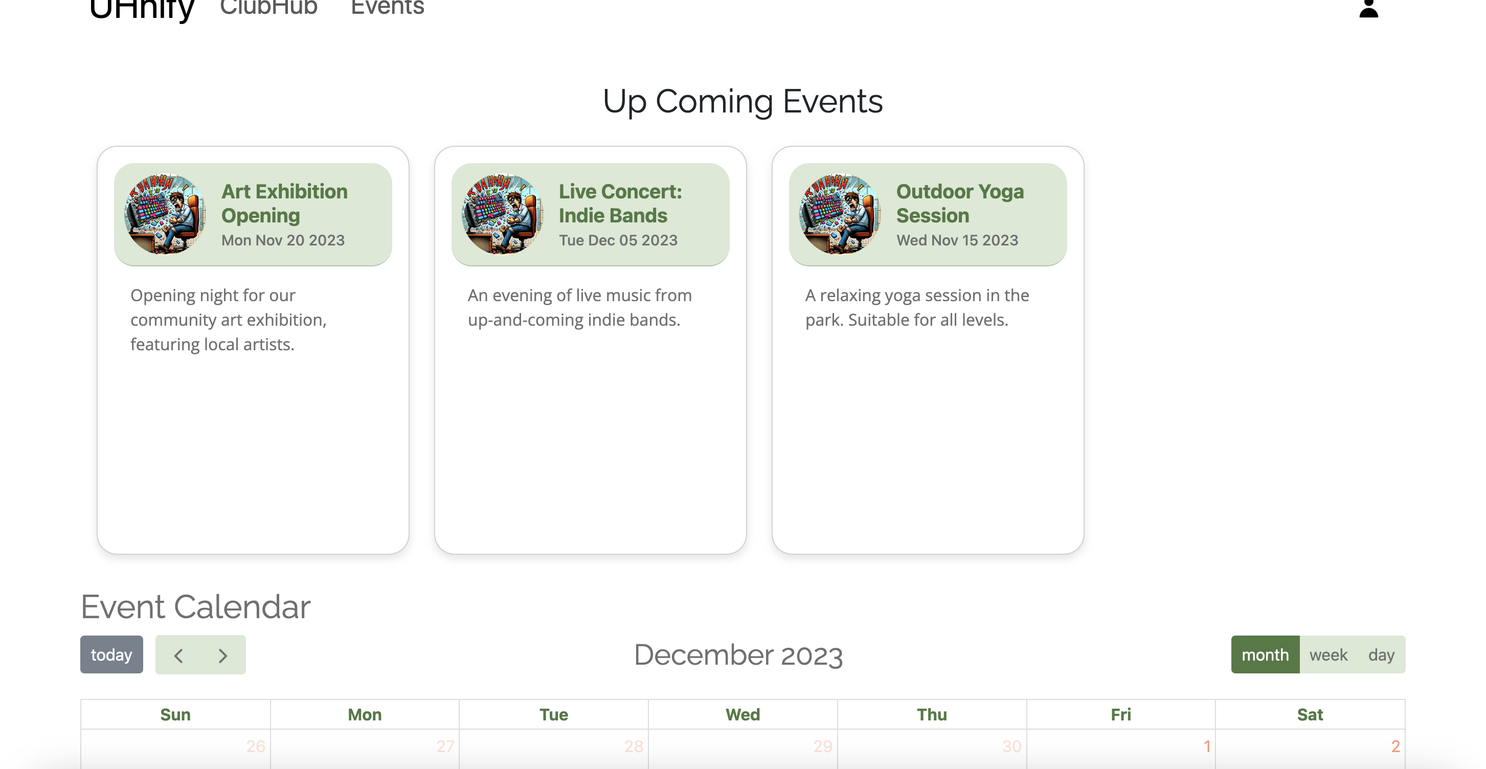 Browse Events Page Screenshot