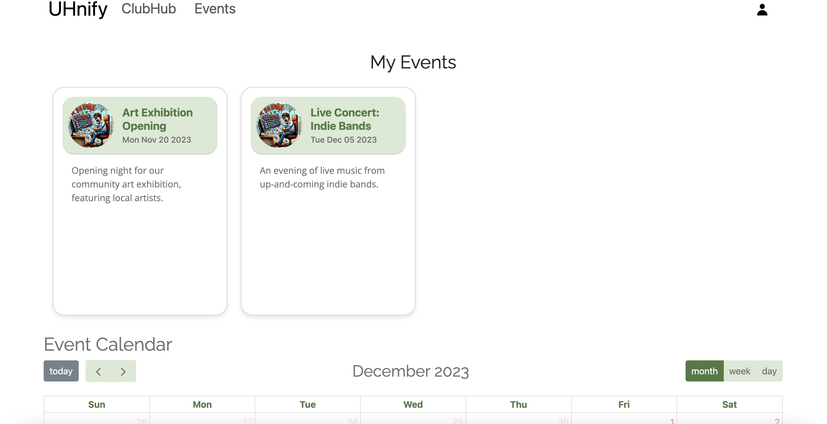 My Events Screenshot